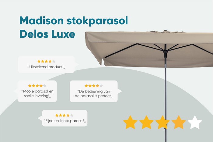 Madison stokparasol Delos Luxe Grey 200x300 cm.