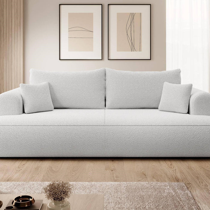 NADUVI Collection Philipa 3-zitsbank met Slaapfunctie - Bouclé - Lichtgrijs