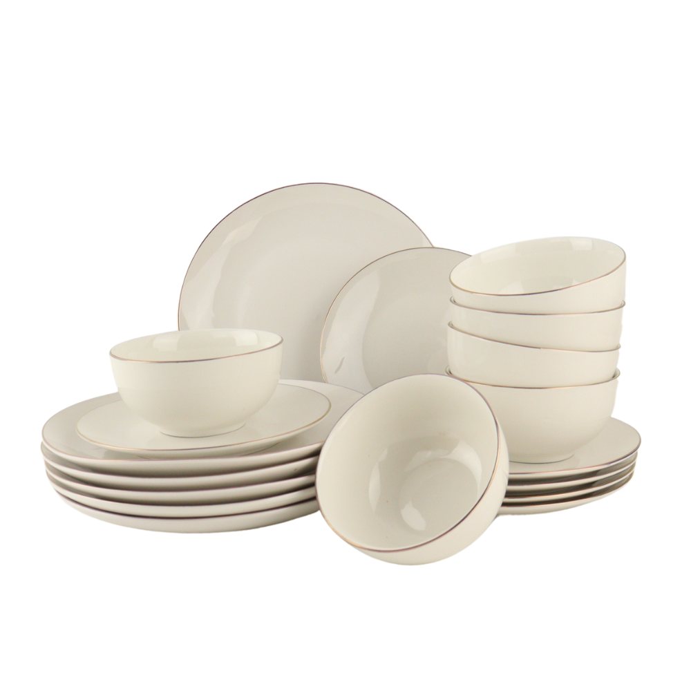 OTIX Serviesset Bordenset 6 persoons 18-delig Wit met Gouden rand P...