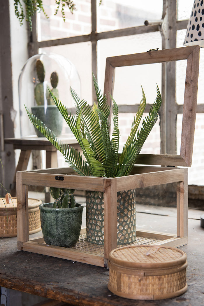 Clayre & Eef Vaas  Ø 15x13 cm Groen Goudkleurig Glas Rond Glazen Vaas