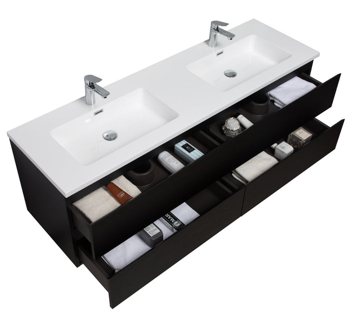 Badplaats Badkamermeubel Set Angela 160 cm - Zwart Houtnerf