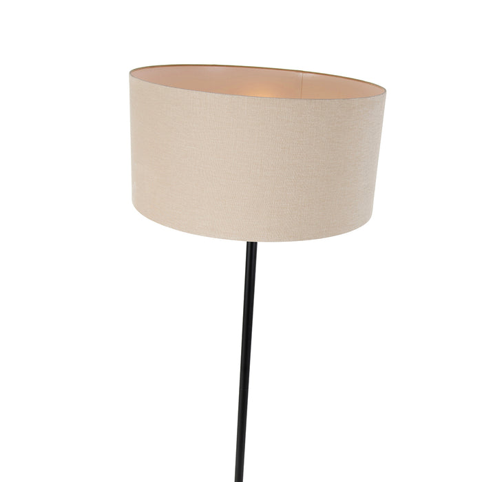 QAZQA Vloerlamp zwart met kap licht bruin 50 cm - Simplo