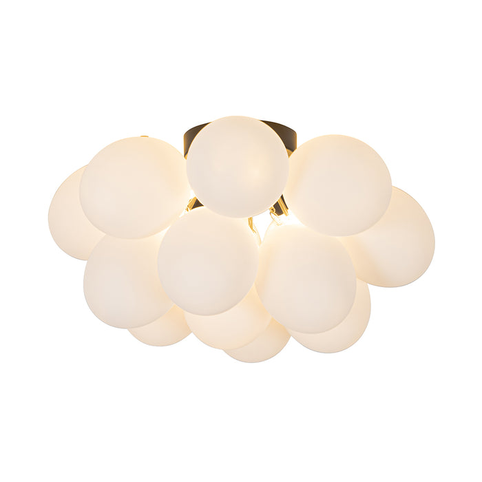 QAZQA Art deco plafondlamp zwart met opaal glas 4-lichts - Uvas