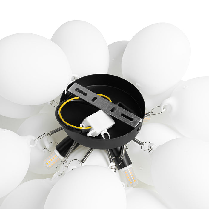 QAZQA Art deco plafondlamp zwart met opaal glas 4-lichts - Uvas