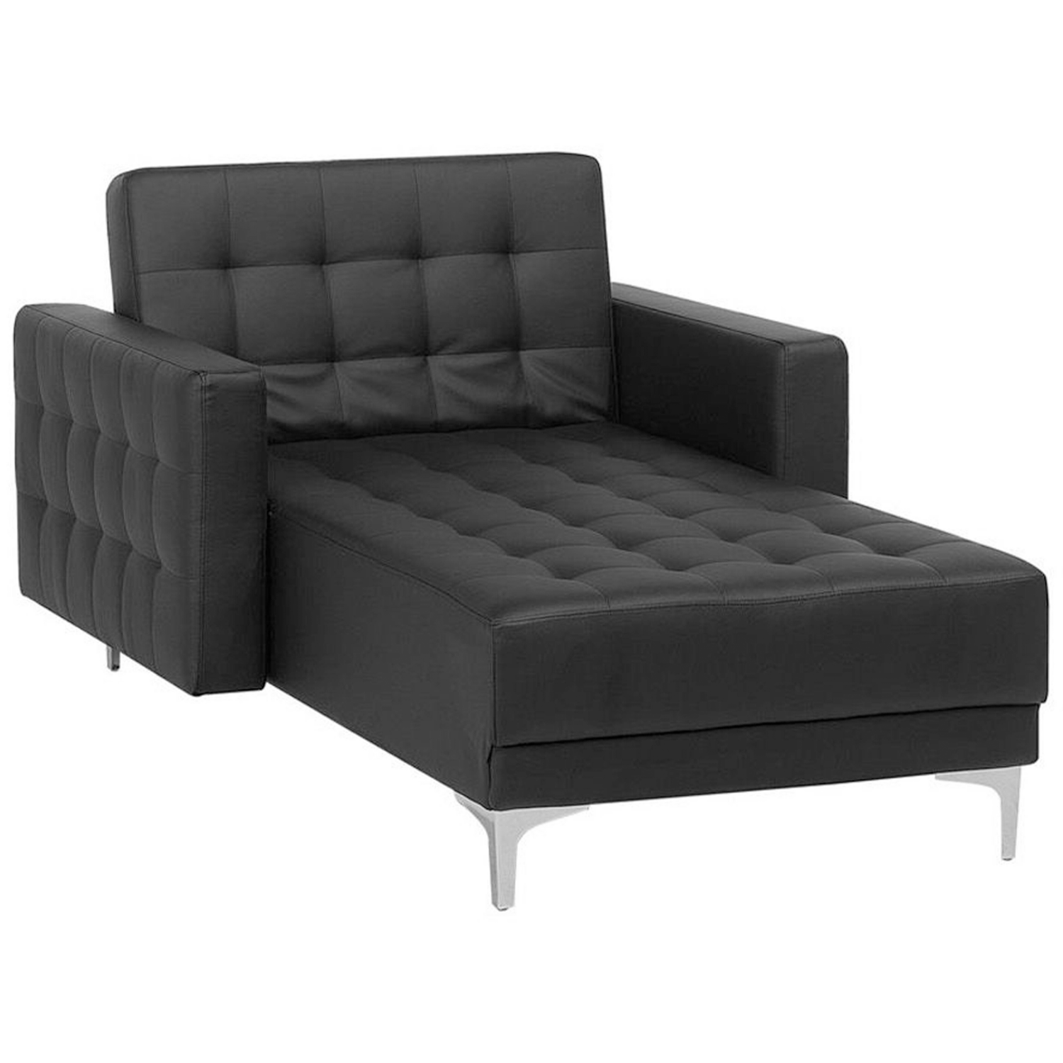 Beliani - ABERDEEN - Chaise longue - Zwart - Symmetrisch - Kunstleer