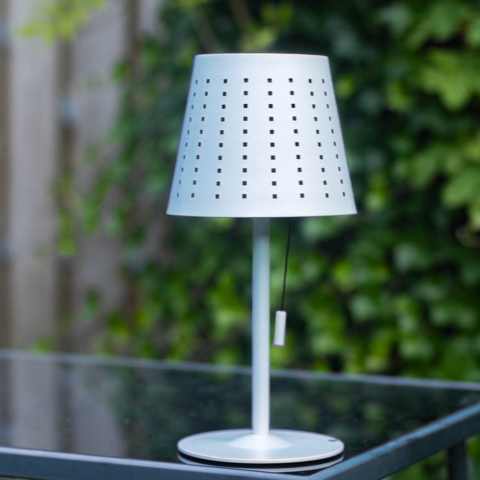 QAZQA Buiten tafellamp wit incl. LED 3-staps dimbaar oplaadbaar en