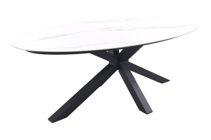 GI Ovale tuinset Scotland marmerlook wit|Jasmine stoel black–7 delig