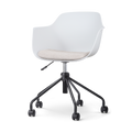 Nolon Nout-Liz Bureaustoel Wit - Beige Kussen - Zwart Onderstel