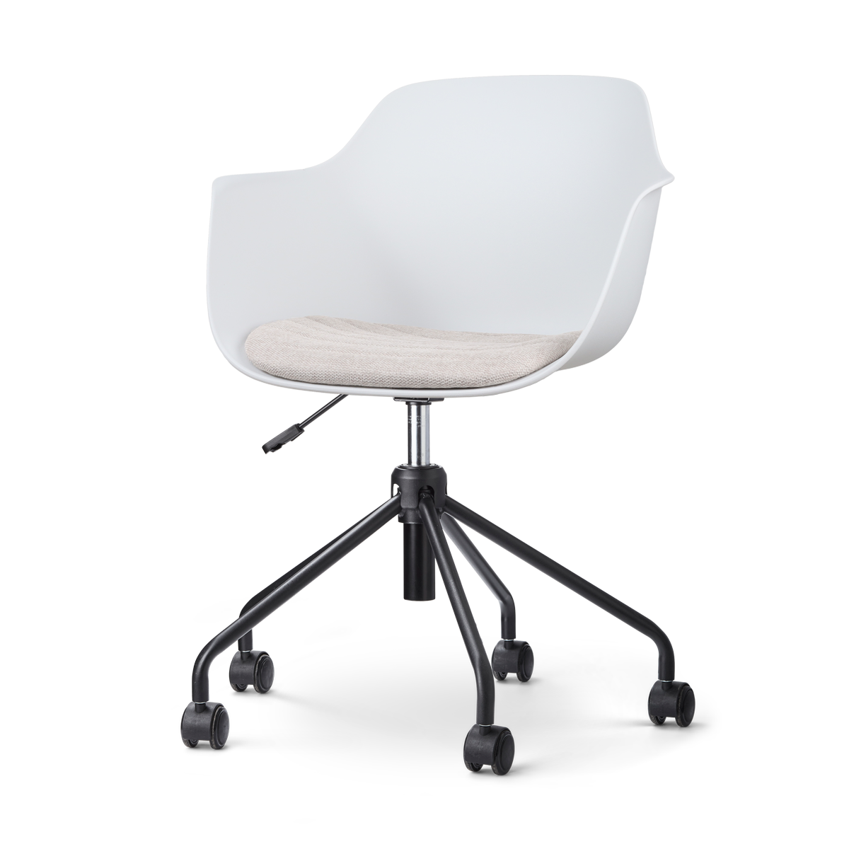 Nolon Nout-Liz Bureaustoel Wit - Beige Kussen - Zwart Onderstel