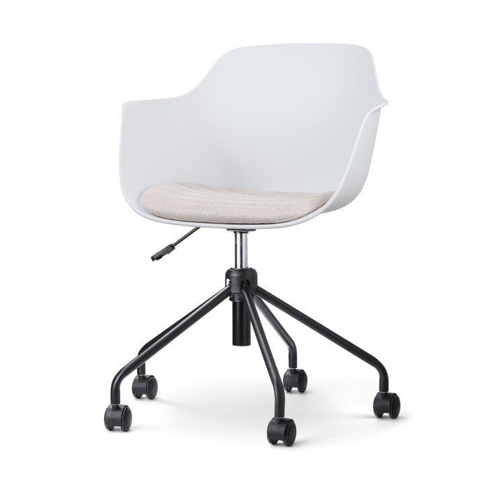 Nolon Nout-Liz Bureaustoel Wit - Beige Kussen - Zwart Onderstel