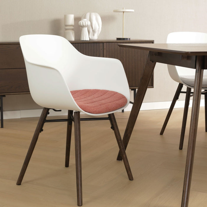 Nolon Nena-Liz Eetkamerstoel Wit - Terracotta Kussen - Walnoot