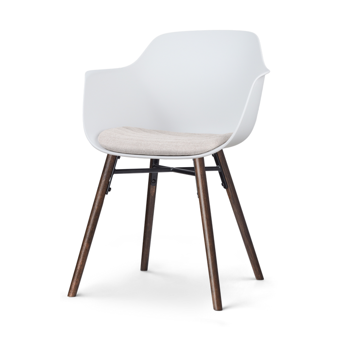 Nolon Nena-Liz Eetkamerstoel Wit - Beige Kussen - Walnoot