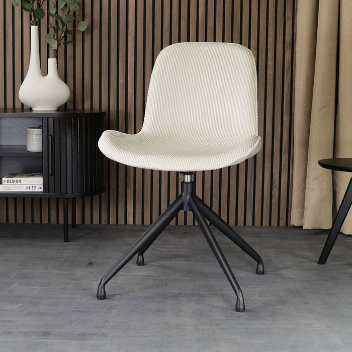 Nolon Nola-Fé Eetkamerstoel Rib Crème - Draaibaar Zwart Onderstel