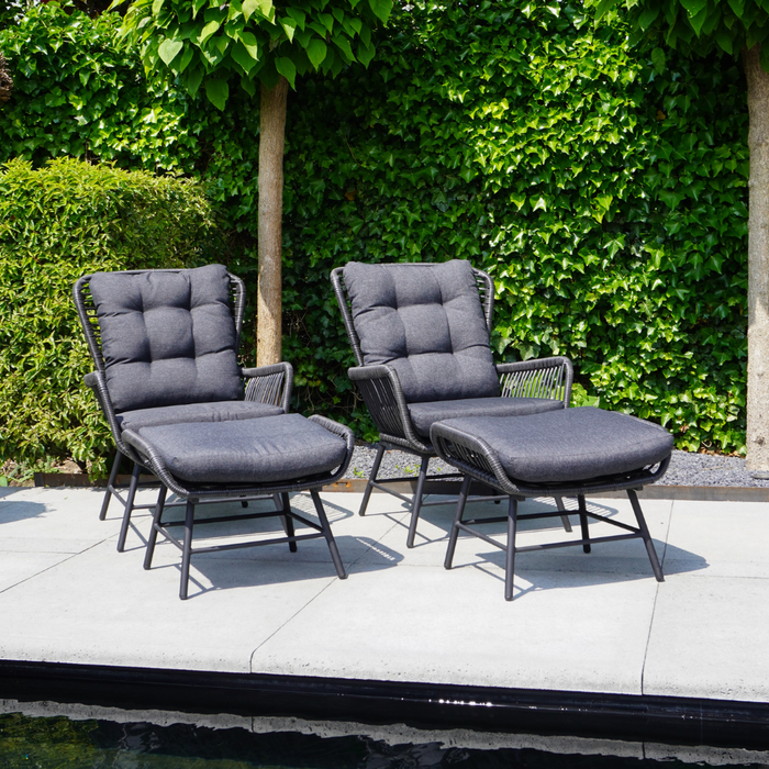 BUITEN living Dex voetenbank | wicker + aluminium | Charcoal