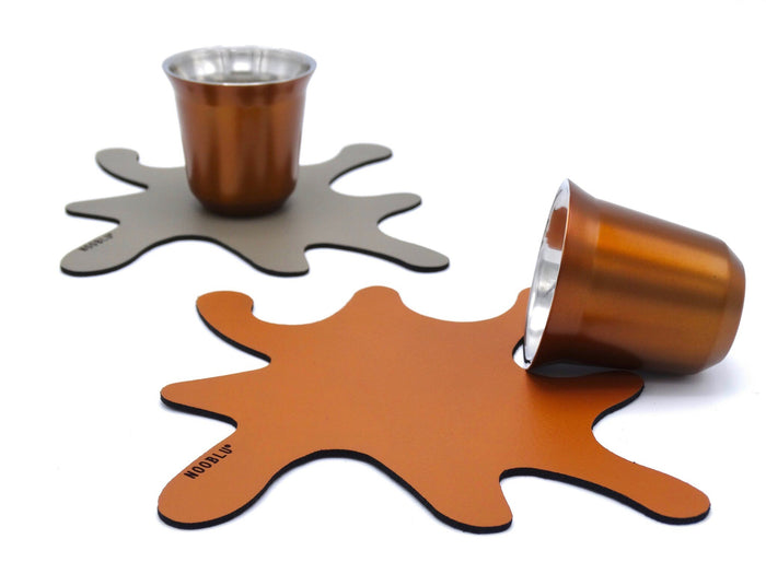 NOOBLU SPLASH onderzetters 15 x 15 cm -  Cognac,  set van 6