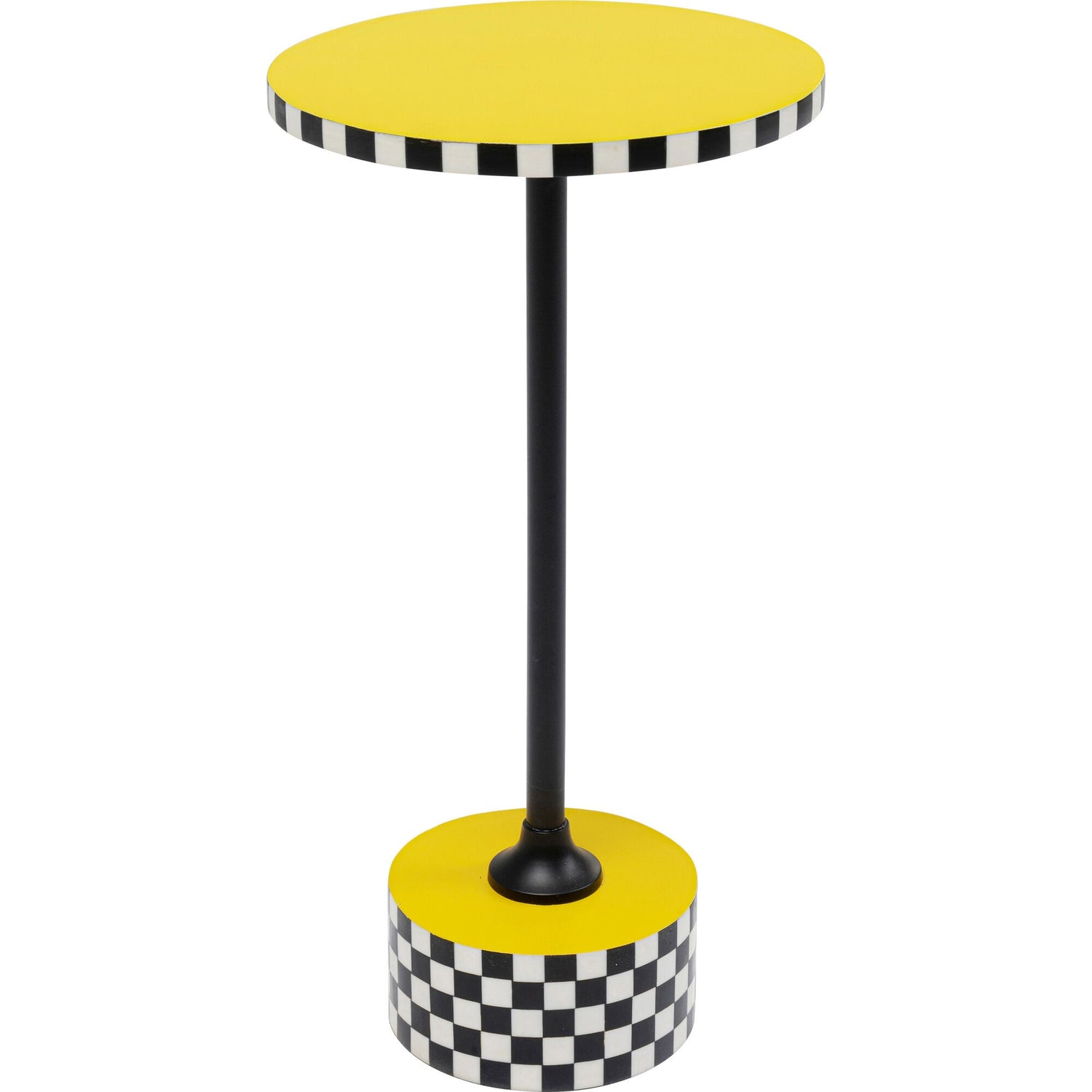 Kare Bijzettafel Domero Checkers Yellow Ø25cm