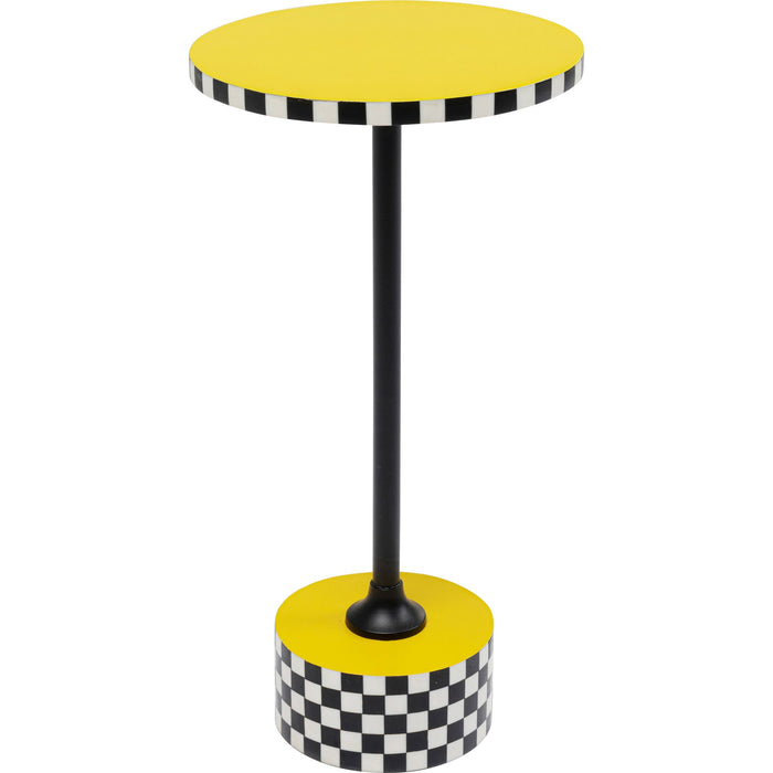 Kare Bijzettafel Domero Checkers Yellow Ø25cm