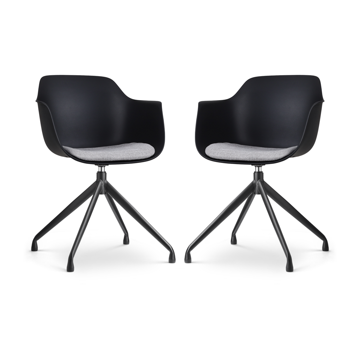 Nolon Nola-Liz Eetkamerstoel Zwart - Grijs Kussen - Zwart - Set Van 2