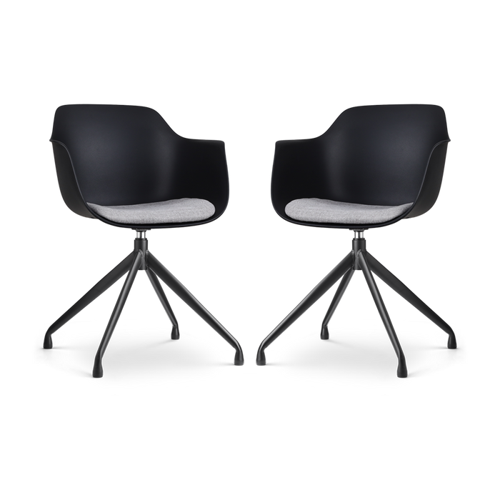 Nolon Nola-Liz Eetkamerstoel Zwart - Grijs Kussen - Zwart - Set Van 2