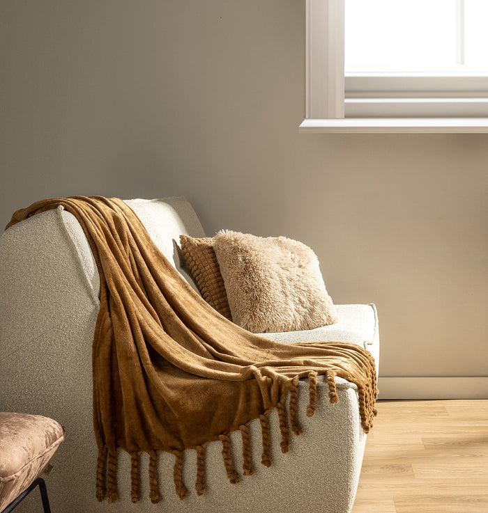 Dutch Decor plaid FLORIJN - 150x200 cm Tobacco Brown