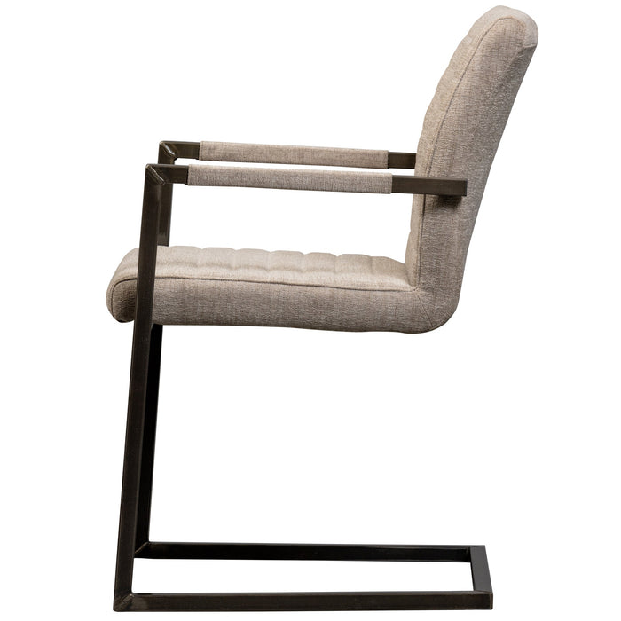 WOOOD Bas Eetkamerstoelen - Geweven Stof - Zand Melange - Set van 2