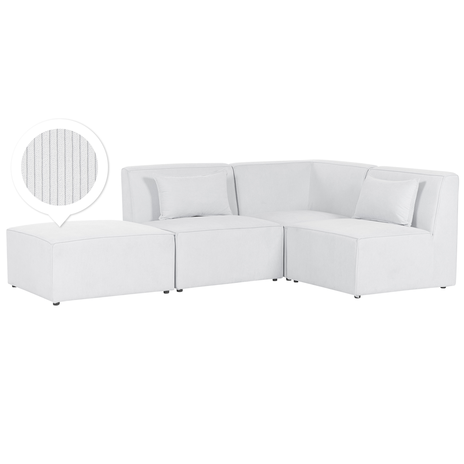 Beliani-LEMVIG-Hoekbank 3-zits-Gebroken wit-Linkszijdig-Corduroy