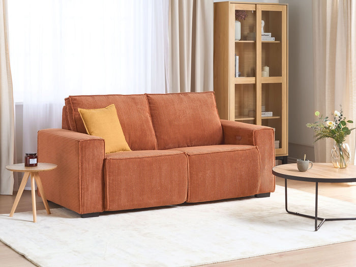 Beliani-NUKARI -Tweezitsbank elektrisch verstelbaar-Oranje-Corduroy