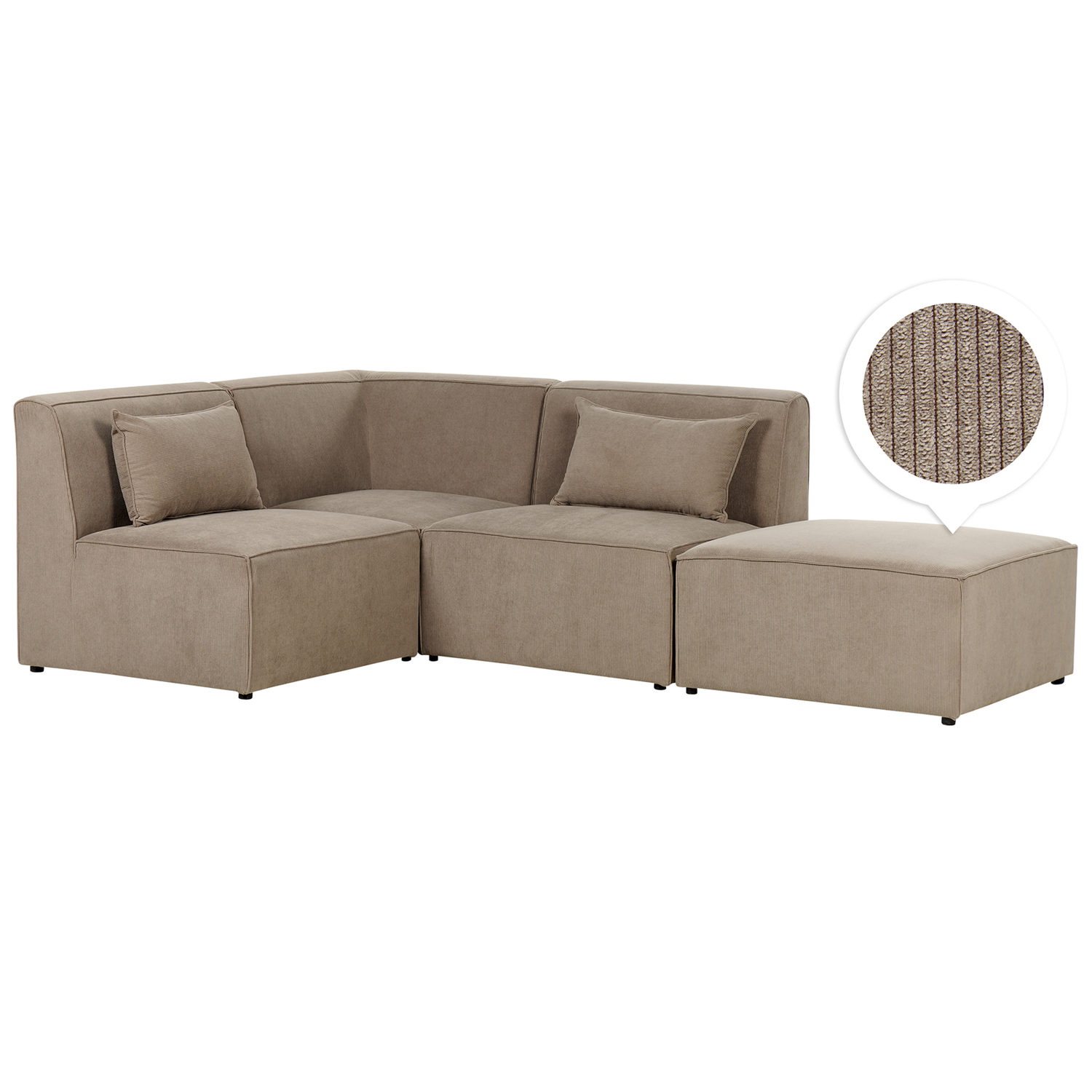 Beliani - LEMVIG - Hoekbank 3-zits - Taupe - Rechterzijde - Corduroy