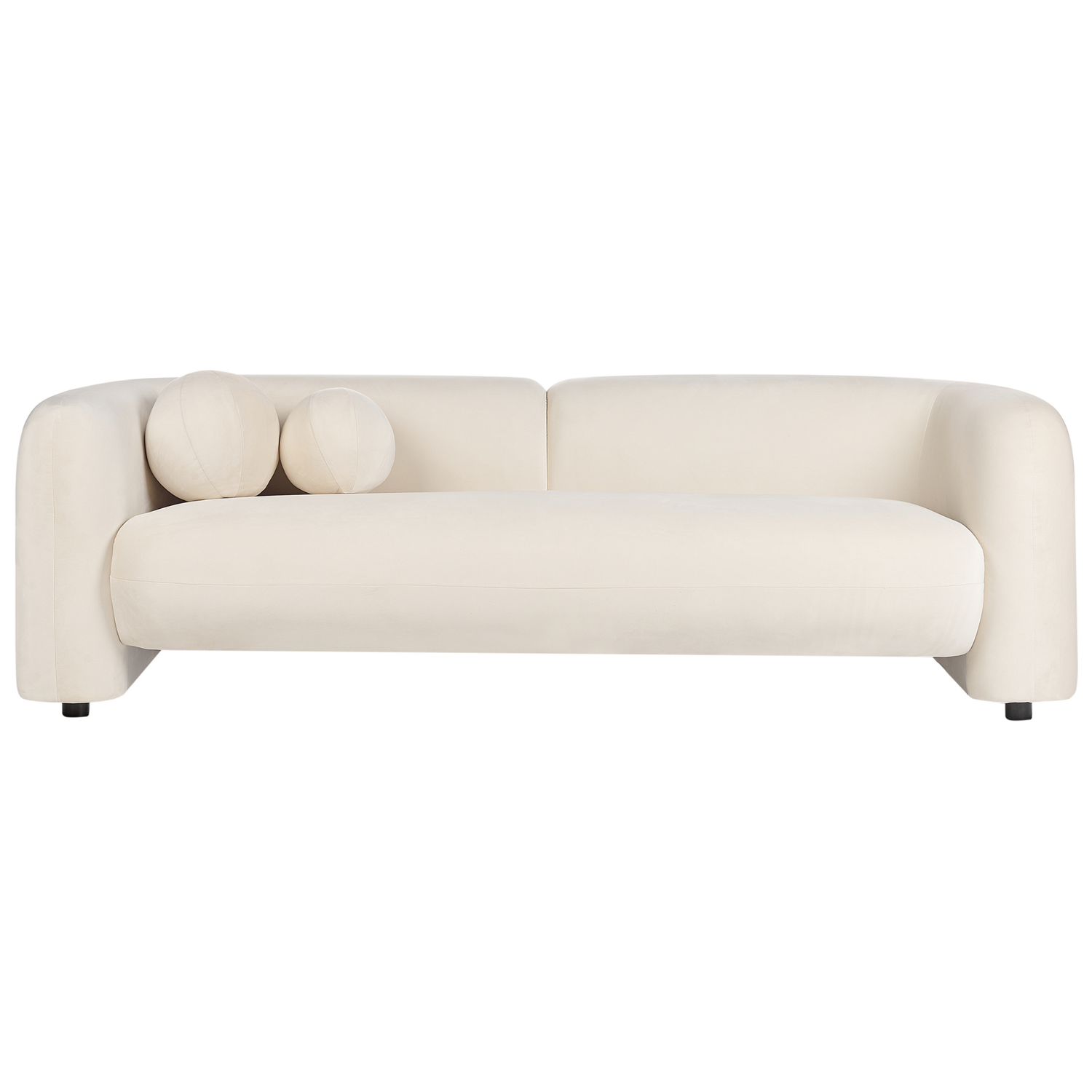 Beliani - LEIREN - Driezitsbank - Gebroken wit - Fluweel