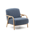 Kave Home - Blauwe fauteuil Sylo van FSC 100% massief essenhout