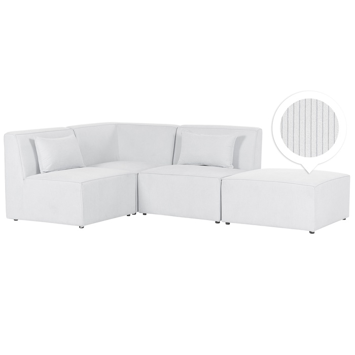 Beliani-LEMVIG-Hoekbank 3-zits-Gebroken wit-Rechterzijde-Corduroy