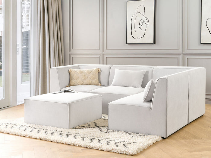 Beliani-LEMVIG-Hoekbank 4-zits-Gebroken wit-Linkerzijde-Corduroy