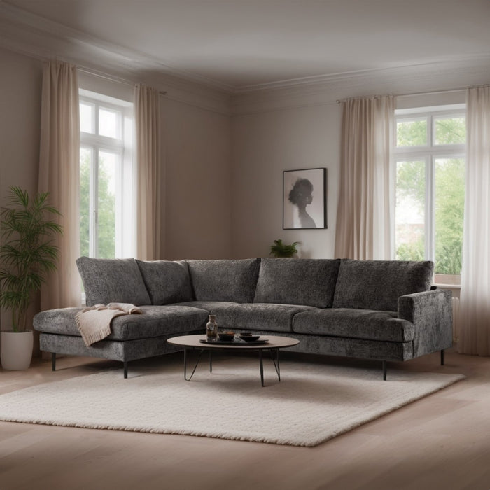 Vurna Marissa 3-zits hoekbank links stof - antraciet