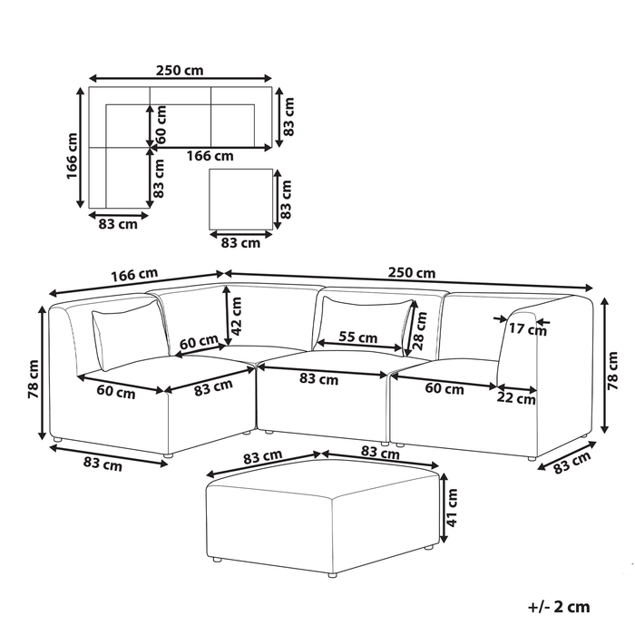 Beliani-LEMVIG-Hoekbank 4-zits-Gebroken wit-Rechterzijde-Corduroy