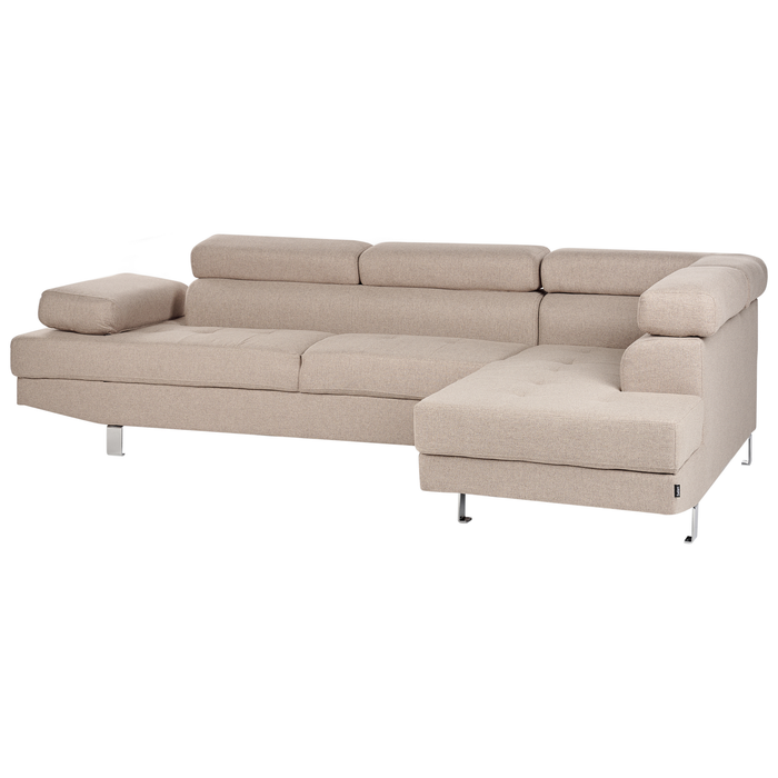 Beliani - NORREA - Hoekbank - Beige - Linkerzijde - 260 cm - Polyester