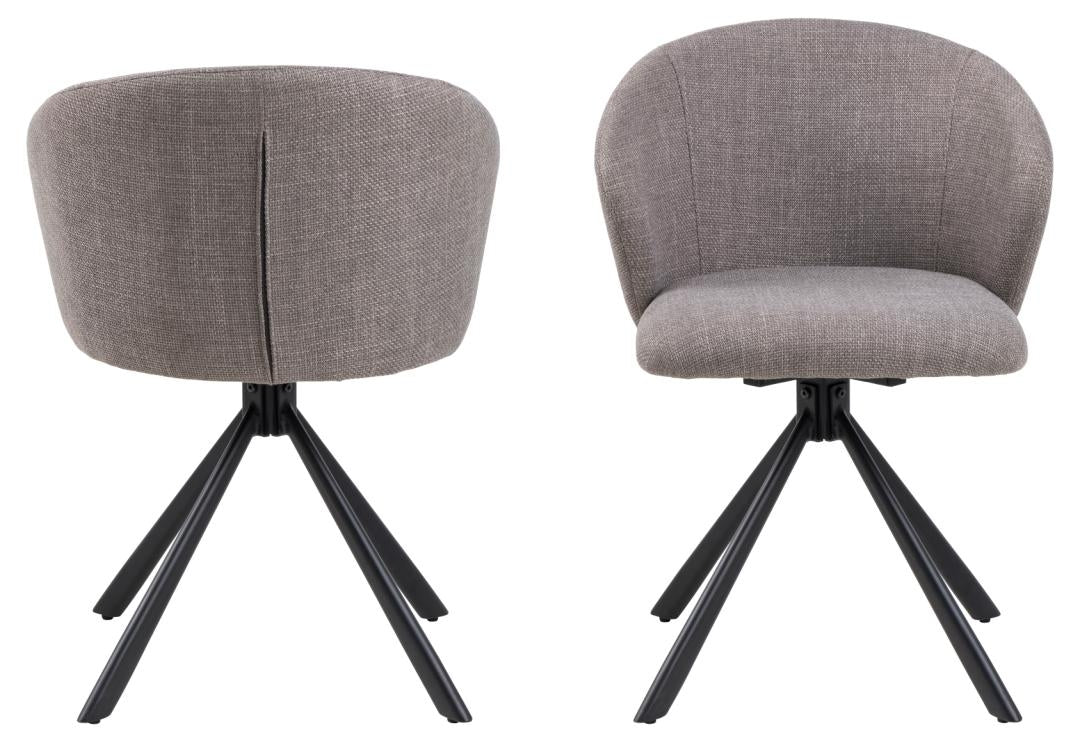 Giga Living - Eetkamerstoel Orrisdale Basel Lichtgrijs Draaibaar - Set van 2