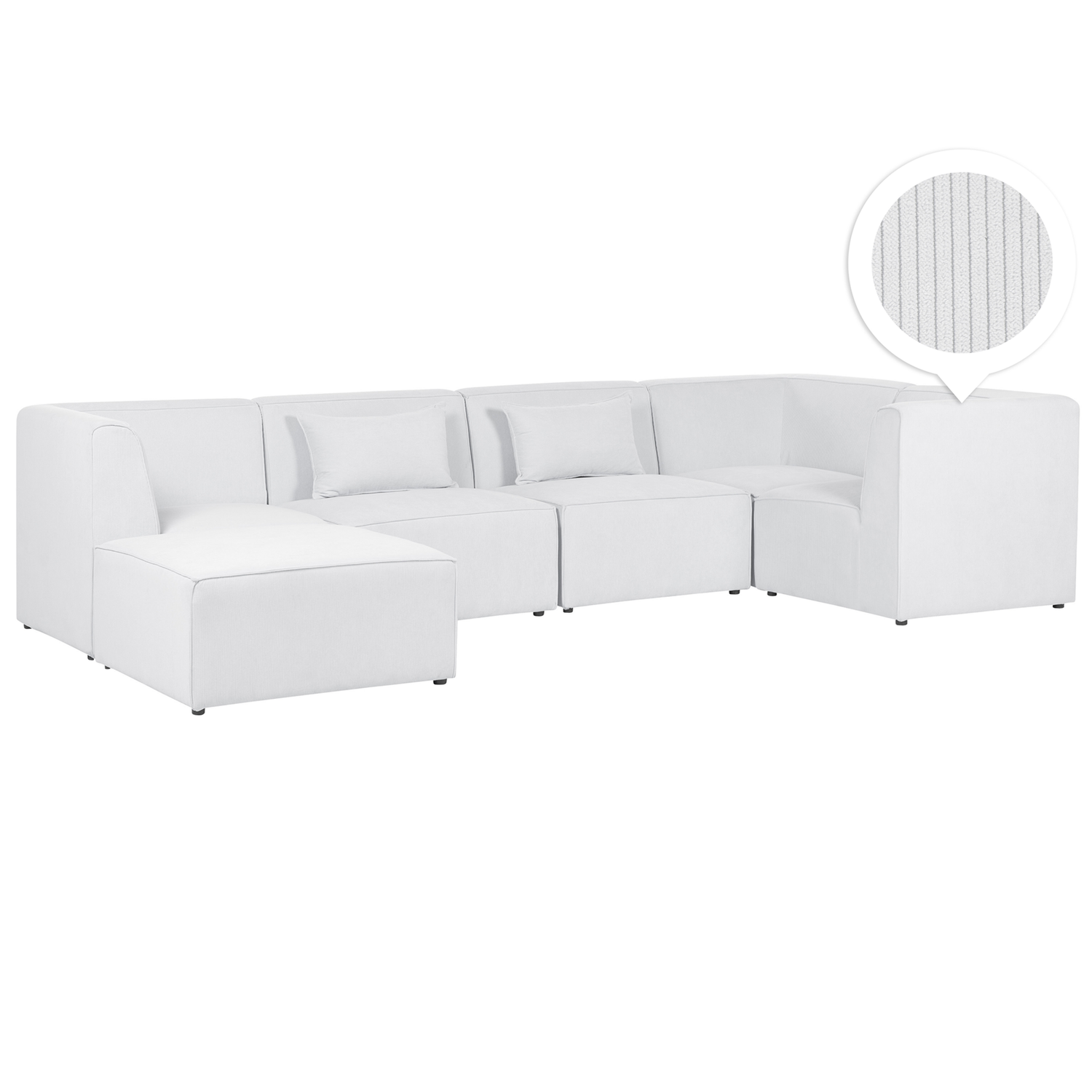 Beliani-LEMVIG-Hoekbank 5-zits-Gebroken wit-Linkerzijde-Corduroy