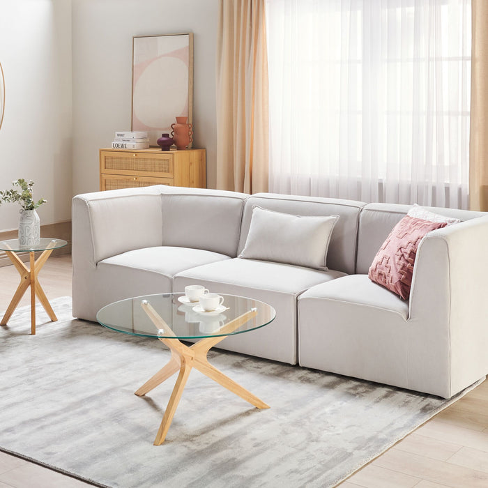 Beliani - LEMVIG - Driezitsbank - Gebroken wit - Corduroy