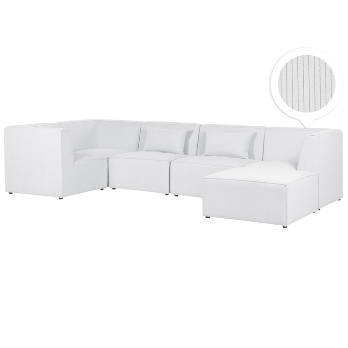 Beliani-LEMVIG-Hoekbank 5-zits-Gebroken wit-Rechterzijde-Corduroy