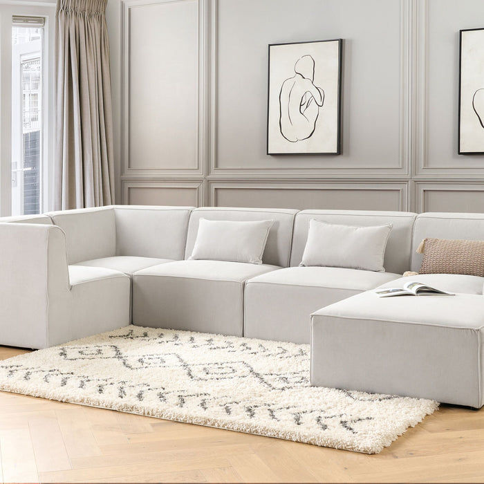 Beliani-LEMVIG-Hoekbank 5-zits-Gebroken wit-Rechterzijde-Corduroy