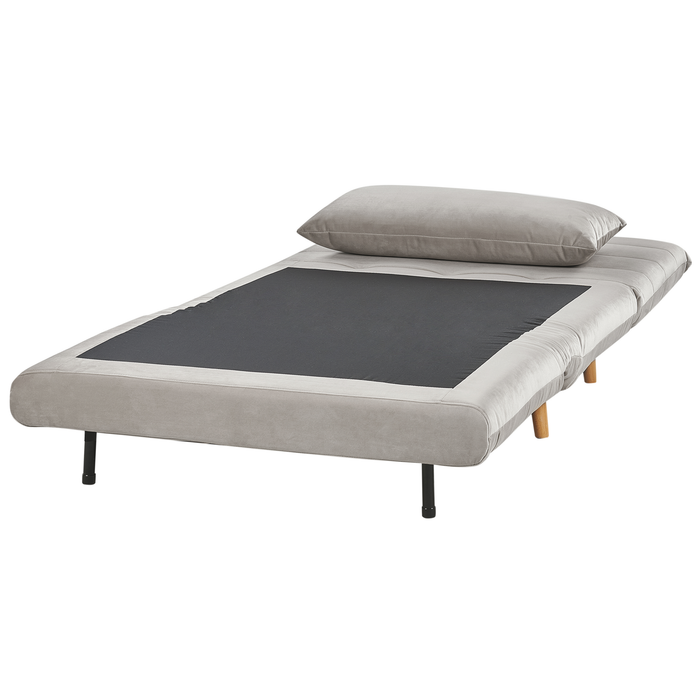Beliani - SETTEN - Slaapbank 1-zits - Lichtgrijs - Fluweel