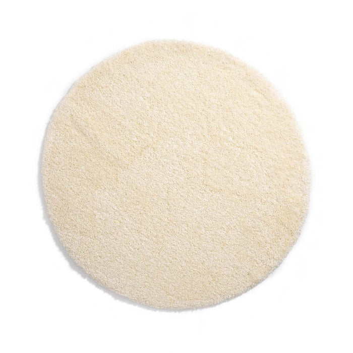 Tapeso Rond hoogpolig vloerkleed shaggy Grand effen - crème - 80 cm