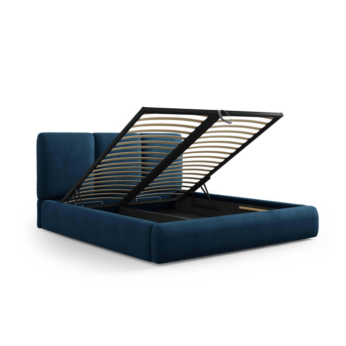 Windsor & Co Horizon Bedframe met Opbergvak - 160 x 200 cm - Chenille - Koningsblauw