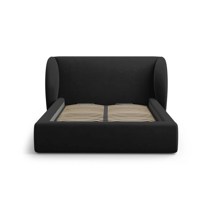 Micadoni Bedframe Miley met Opbergruimte - 160 x 200 cm - Fluweel - Zwart