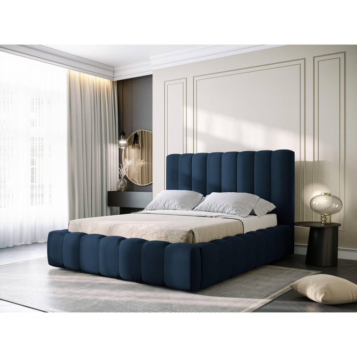Milo Casa Bedframe Gina met Opbergruimte - 160 x 200 cm - Geweven - Koningsblauw