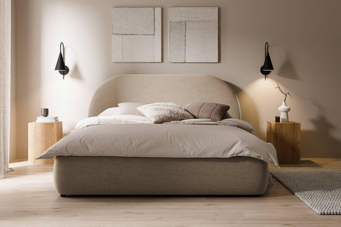 NADUVI Collection Philipa Bedframe - 180 x 200 cm - Fluweel - Lichtbeige