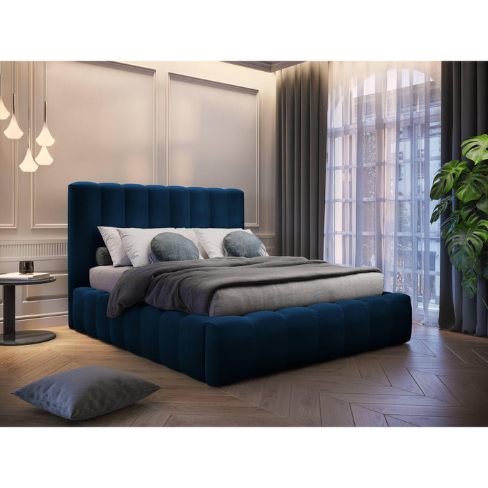 Milo Casa Bedframe Gina met Opbergruimte - 140 x 200 cm - Fluweel - Koningsblauw