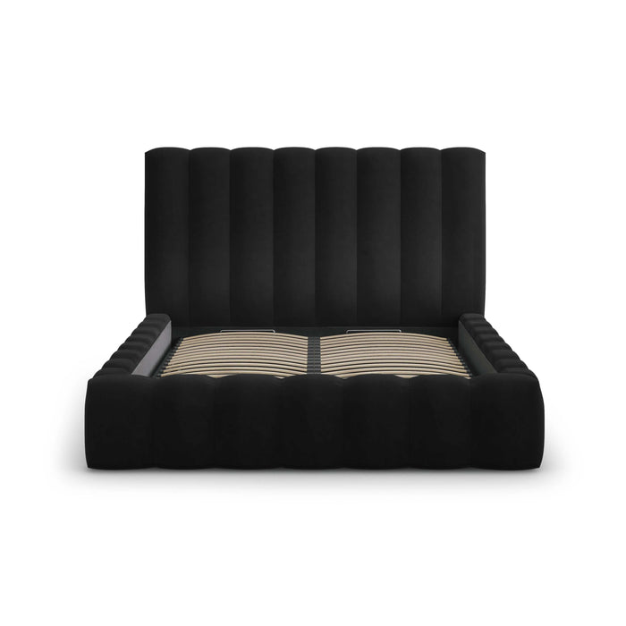 Milo Casa Bedframe Gina met Opbergruimte - 180 x 200 cm - Fluweel - Zwart