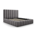 Milo Casa Bedframe Gina met Opbergruimte - 160 x 200 cm - Fluweel - Grijs