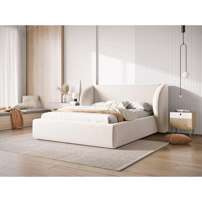 Micadoni Bedframe Miley met Opbergruimte - 140 x 200 cm - Fluweel - Crème